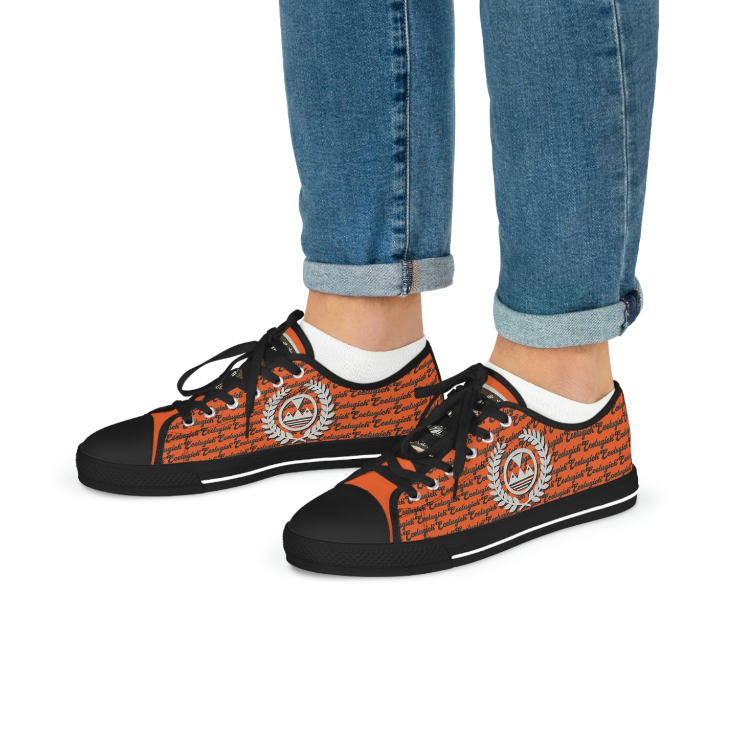 Ecelugich Orange Men's Low Top Sneakers